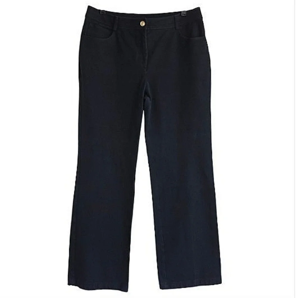 St. John Collection Luxury Wide Leg Jeans Women's Size 10 Black Mid Rise EUC - Picture 3 of 8
